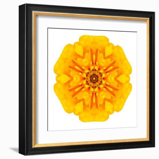 Yellow Concentric Marigold Mandala Flower-tr3gi-Framed Art Print