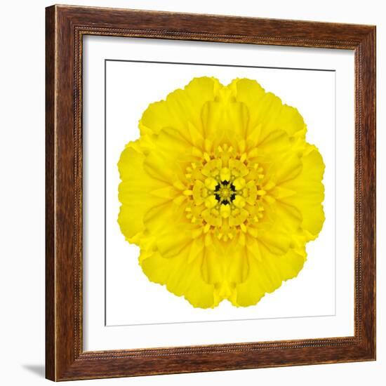 Yellow Concentric Marigold Mandala Flower-tr3gi-Framed Art Print