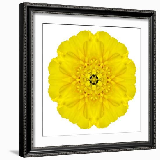 Yellow Concentric Marigold Mandala Flower-tr3gi-Framed Art Print