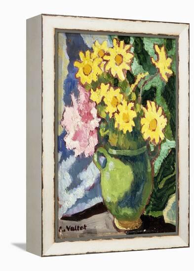 Yellow Daisies in a Green Jug; Marguerites Jaunes, Cruche Verte, 1943 (Oil on Panel)-Louis Valtat-Framed Premier Image Canvas