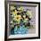 Yellow Daisies In Blue Vase-Jane Slivka-Framed Art Print