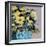 Yellow Daisies In Blue Vase-Jane Slivka-Framed Art Print