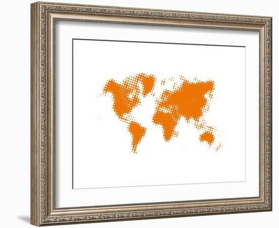 Yellow Dotted World Map-NaxArt-Framed Art Print