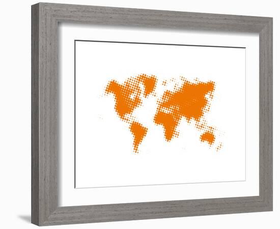 Yellow Dotted World Map-NaxArt-Framed Art Print