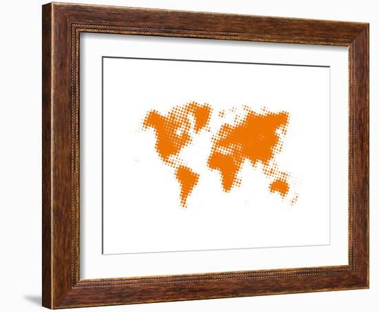 Yellow Dotted World Map-NaxArt-Framed Art Print