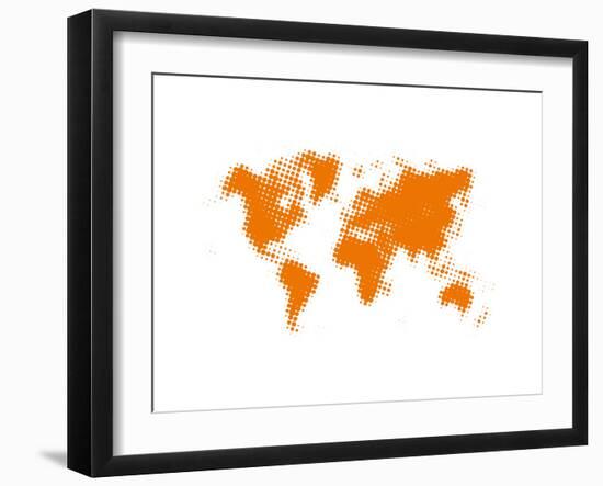 Yellow Dotted World Map-NaxArt-Framed Art Print