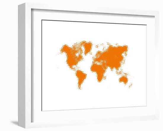 Yellow Dotted World Map-NaxArt-Framed Art Print