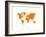 Yellow Dotted World Map-NaxArt-Framed Art Print