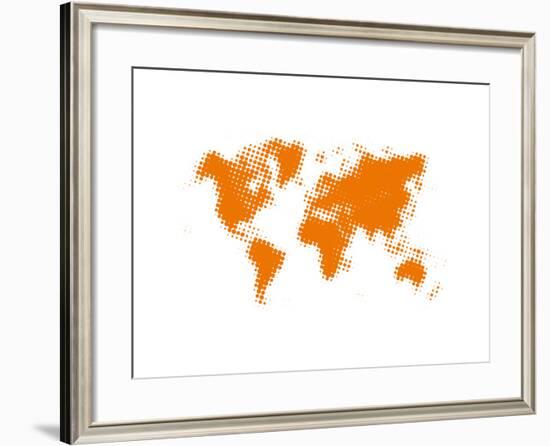 Yellow Dotted World Map-NaxArt-Framed Art Print