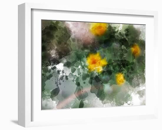 Yellow Floral on Green-Chamira Young-Framed Art Print