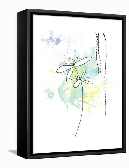 Yellow Floral Splash-Jan Weiss-Framed Stretched Canvas