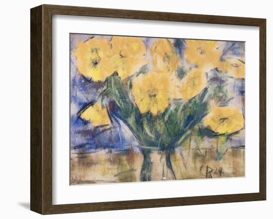 Yellow Flowers, 1924 (Pastel on Paper)-Christian Rohlfs-Framed Giclee Print