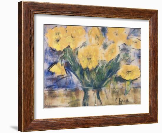 Yellow Flowers, 1924 (Pastel on Paper)-Christian Rohlfs-Framed Giclee Print