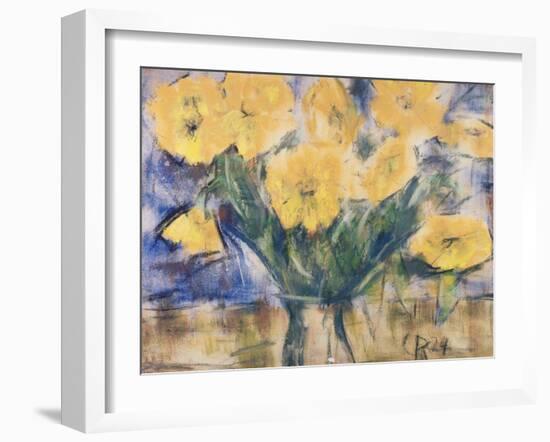 Yellow Flowers, 1924 (Pastel on Paper)-Christian Rohlfs-Framed Giclee Print