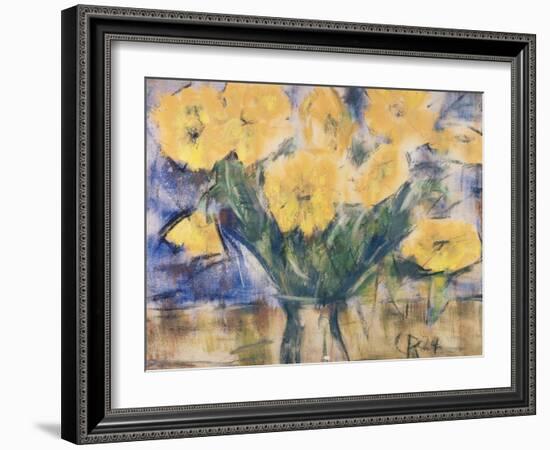 Yellow Flowers, 1924 (Pastel on Paper)-Christian Rohlfs-Framed Giclee Print