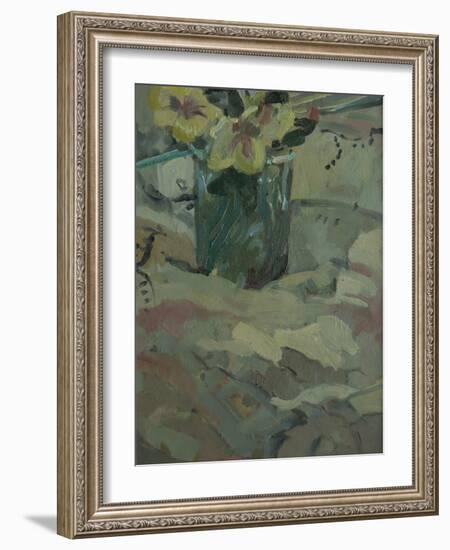 Yellow Flowers in Green Pot, 2009-Pat Maclaurin-Framed Giclee Print