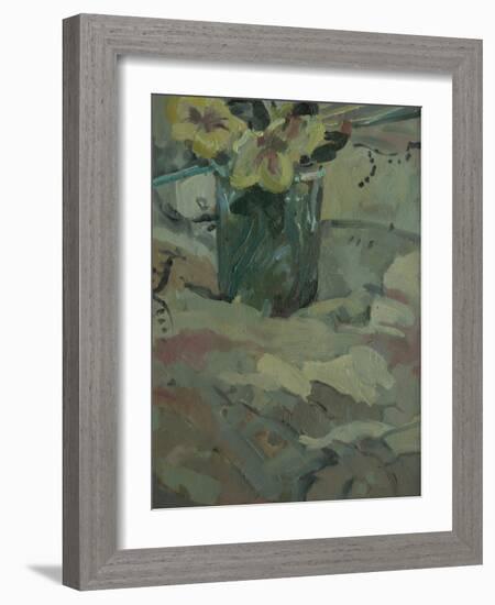 Yellow Flowers in Green Pot, 2009-Pat Maclaurin-Framed Giclee Print