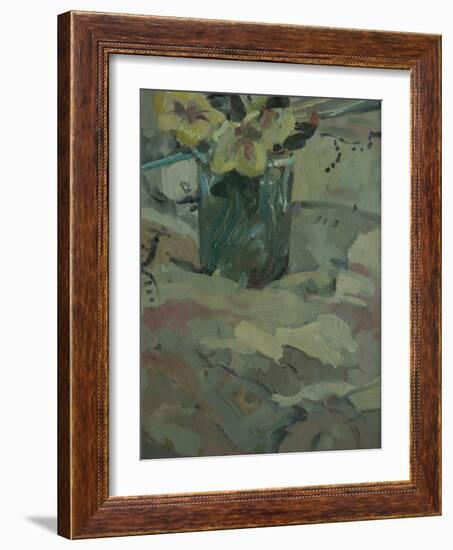 Yellow Flowers in Green Pot, 2009-Pat Maclaurin-Framed Giclee Print