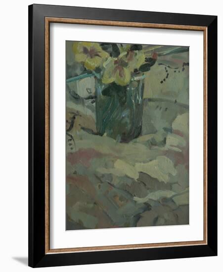 Yellow Flowers in Green Pot, 2009-Pat Maclaurin-Framed Giclee Print