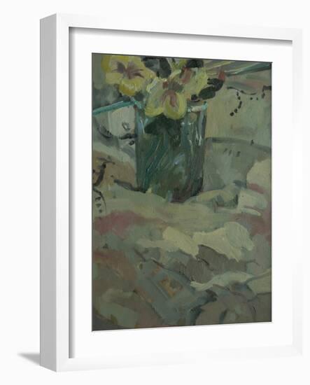 Yellow Flowers in Green Pot, 2009-Pat Maclaurin-Framed Giclee Print