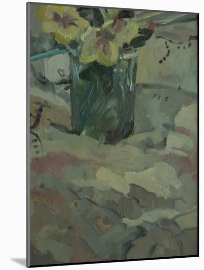 Yellow Flowers in Green Pot, 2009-Pat Maclaurin-Mounted Giclee Print