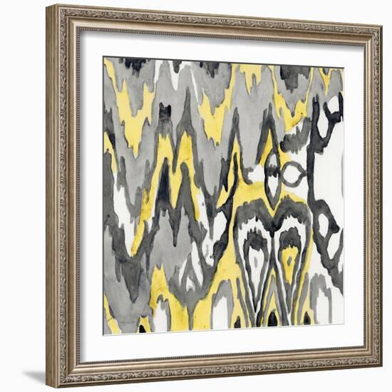 Yellow-Gray Ikat 1-Stellar Design Studio-Framed Art Print