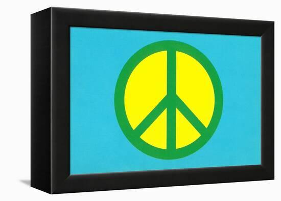 Yellow Green and Blue Peace Sign-null-Framed Stretched Canvas