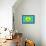 Yellow Green and Blue Peace Sign-null-Framed Stretched Canvas displayed on a wall