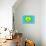 Yellow Green and Blue Peace Sign-null-Framed Stretched Canvas displayed on a wall