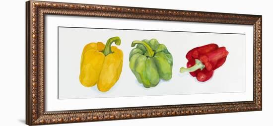 Yellow, Green, and Red Peppers-Joanne Porter-Framed Giclee Print