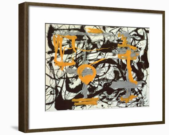 Yellow, Grey, Black-Jackson Pollock-Framed Art Print