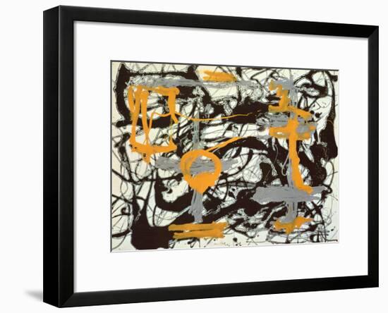 Yellow, Grey, Black-Jackson Pollock-Framed Art Print