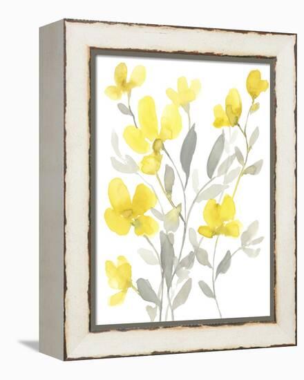 Yellow & Grey Garden I-Jennifer Goldberger-Framed Stretched Canvas