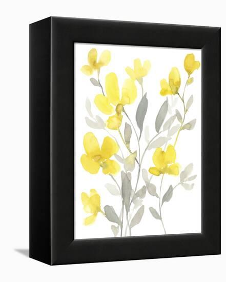 Yellow & Grey Garden I-Jennifer Goldberger-Framed Stretched Canvas