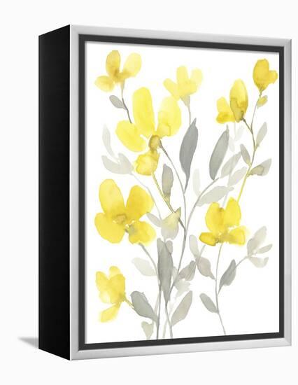 Yellow & Grey Garden I-Jennifer Goldberger-Framed Stretched Canvas