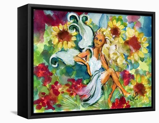 Yellow Haired Sunflower Fairy-sylvia pimental-Framed Stretched Canvas