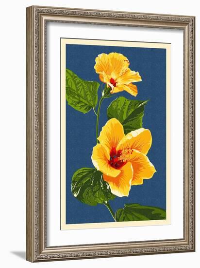 Yellow Hibiscus-Lantern Press-Framed Art Print