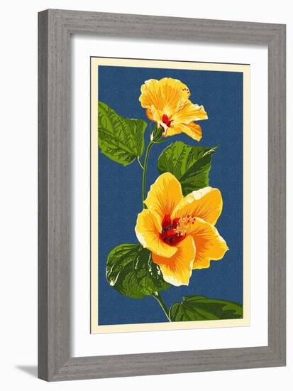 Yellow Hibiscus-Lantern Press-Framed Art Print