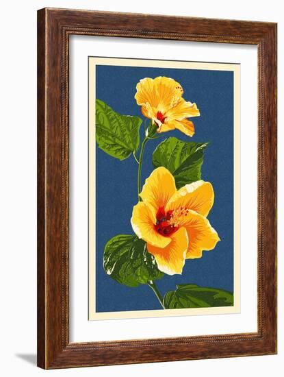 Yellow Hibiscus-Lantern Press-Framed Art Print