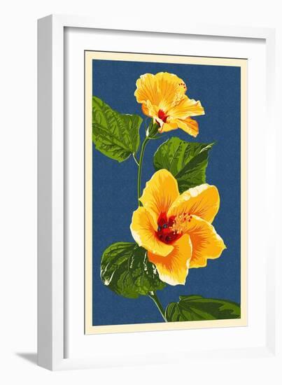 Yellow Hibiscus-Lantern Press-Framed Art Print