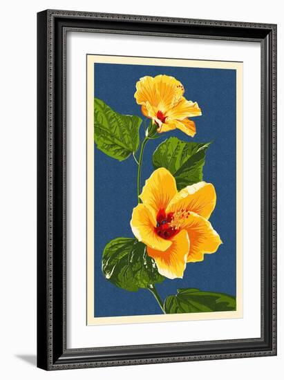 Yellow Hibiscus-Lantern Press-Framed Art Print