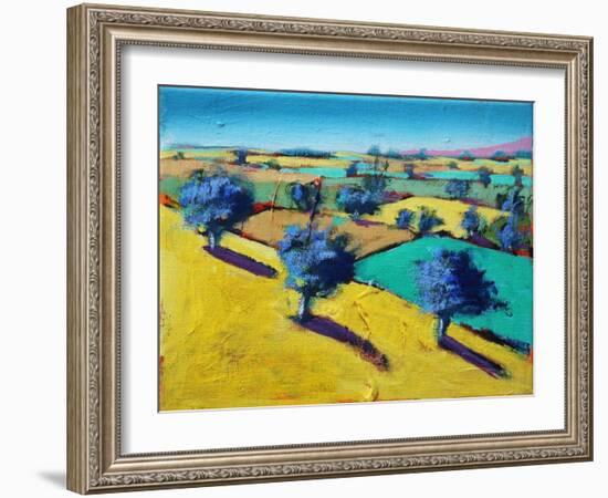 Yellow Hill (acrylic on canvas, 2021)-Paul Powis-Framed Giclee Print
