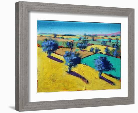 Yellow Hill (acrylic on canvas, 2021)-Paul Powis-Framed Giclee Print