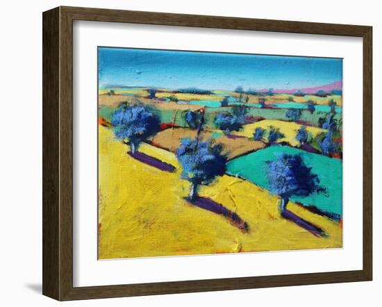 Yellow Hill (acrylic on canvas, 2021)-Paul Powis-Framed Giclee Print