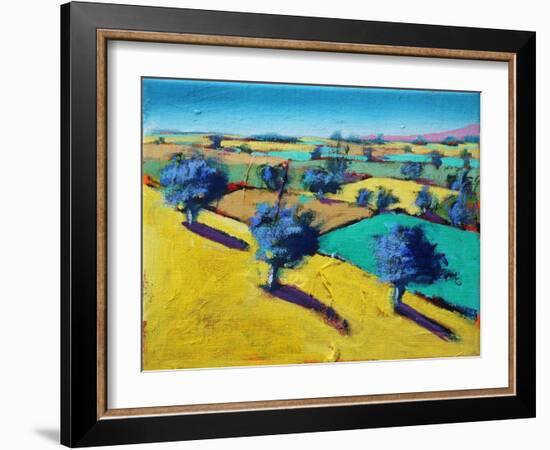 Yellow Hill (acrylic on canvas, 2021)-Paul Powis-Framed Giclee Print