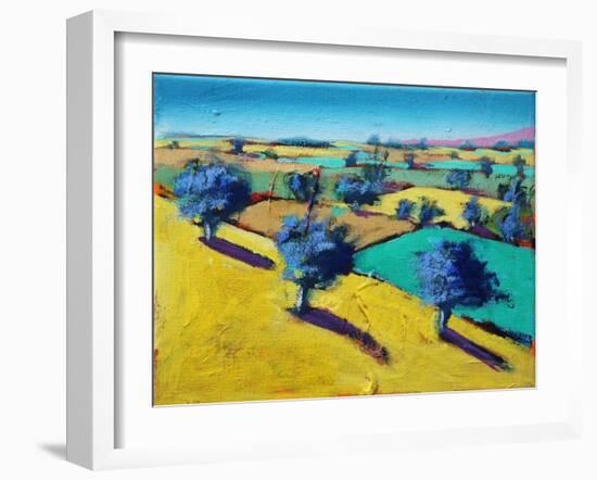 Yellow Hill (acrylic on canvas, 2021)-Paul Powis-Framed Giclee Print