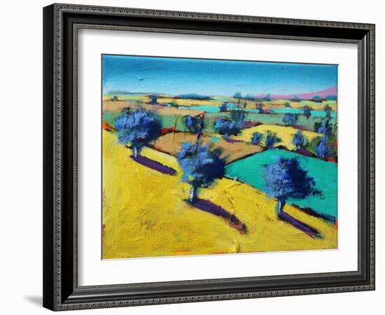 Yellow Hill (acrylic on canvas, 2021)-Paul Powis-Framed Giclee Print