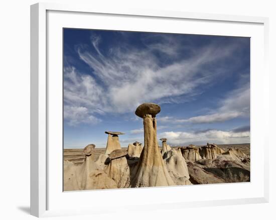 Yellow Hoodoos under Clouds, San Juan Basin, New Mexico, United States of America, North America-James Hager-Framed Photographic Print