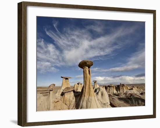 Yellow Hoodoos under Clouds, San Juan Basin, New Mexico, United States of America, North America-James Hager-Framed Photographic Print