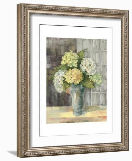 Yellow Hydrangea Gray-Carol Rowan-Framed Art Print